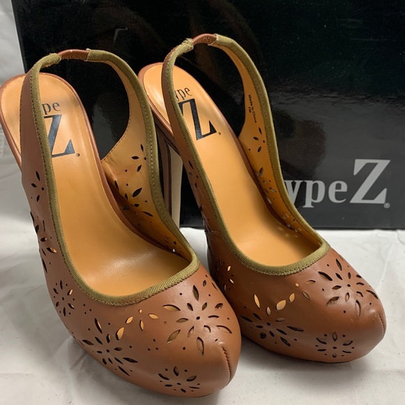 Type Z boho Odele cognac sling back platform heels - Picture 1 of 8